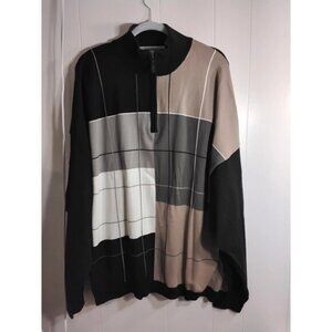 Scandia Woods - Men's L Large - Sweates Golf Quarter Zip Pullover Blue Tan Brown